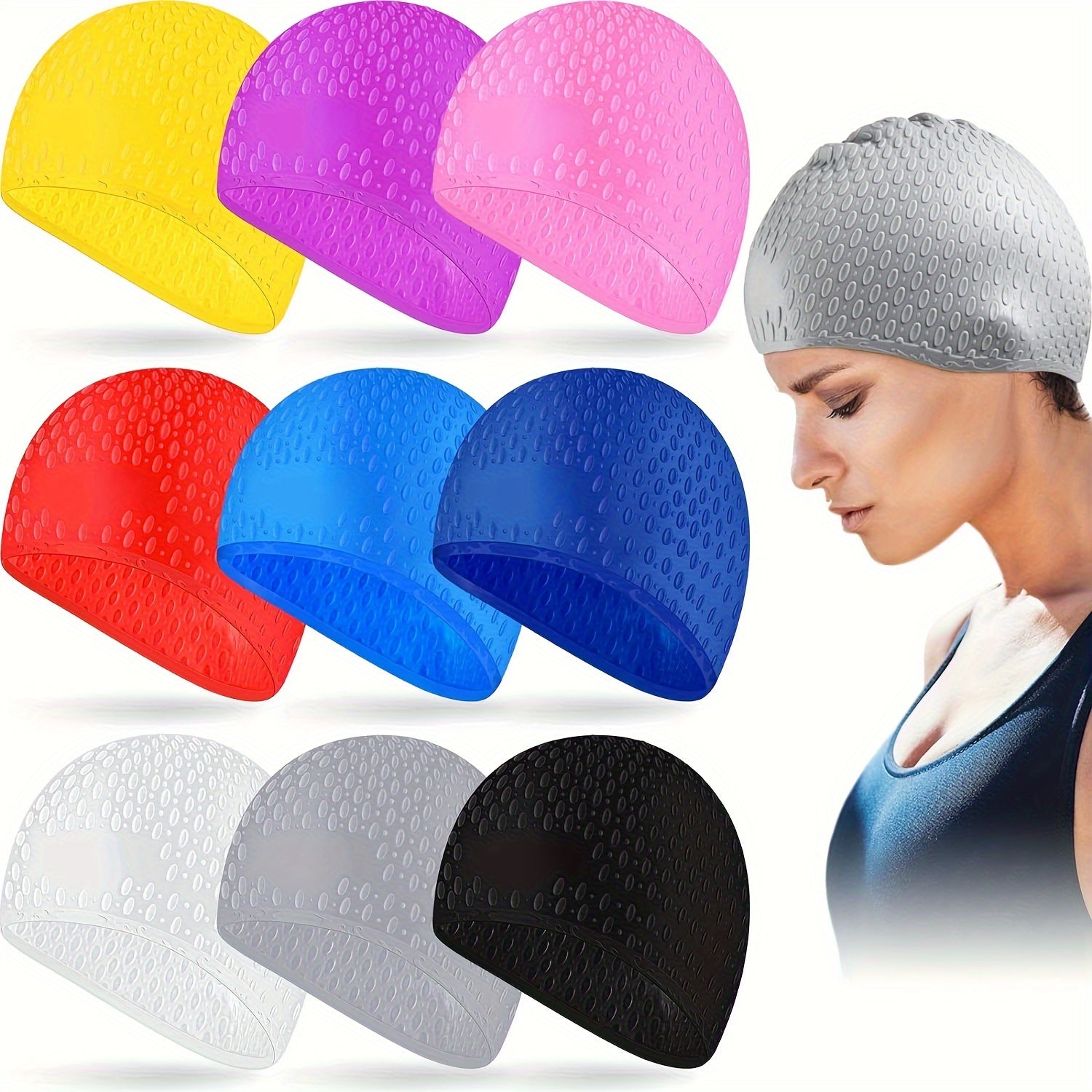 Waterproof Swim Caps for Adults Non Slip Plain Design