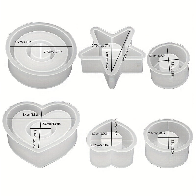DIY Crystal Glue Resin Mold Candlestick Round Star Love Candle Silicone Mold