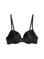 2pcs Solid T Shirt Bras Comfy & Breathable Push Up Bra Women's Lingerie