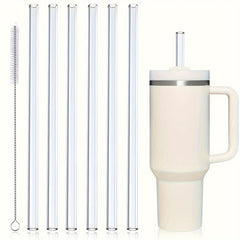 Clear Reusable Straws with Cleaning Brush - Tumbler Replacement Straw