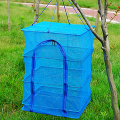 4-Layer Foldable Food Dehydrator with Zip Opening Hanging Nylon Net