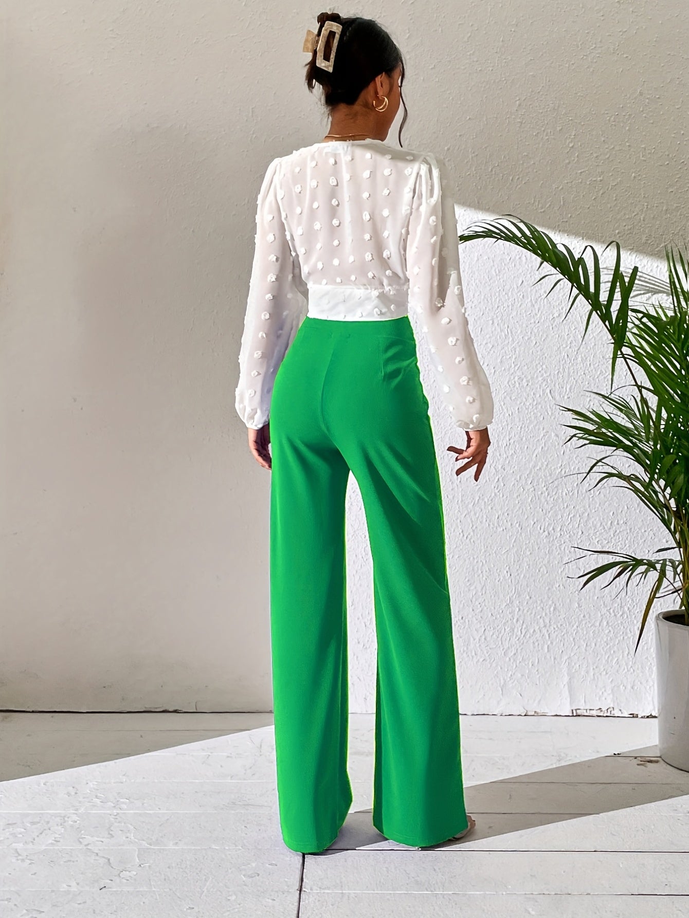 High Waist Wide Leg Work Office Pants Spring Summer Womens