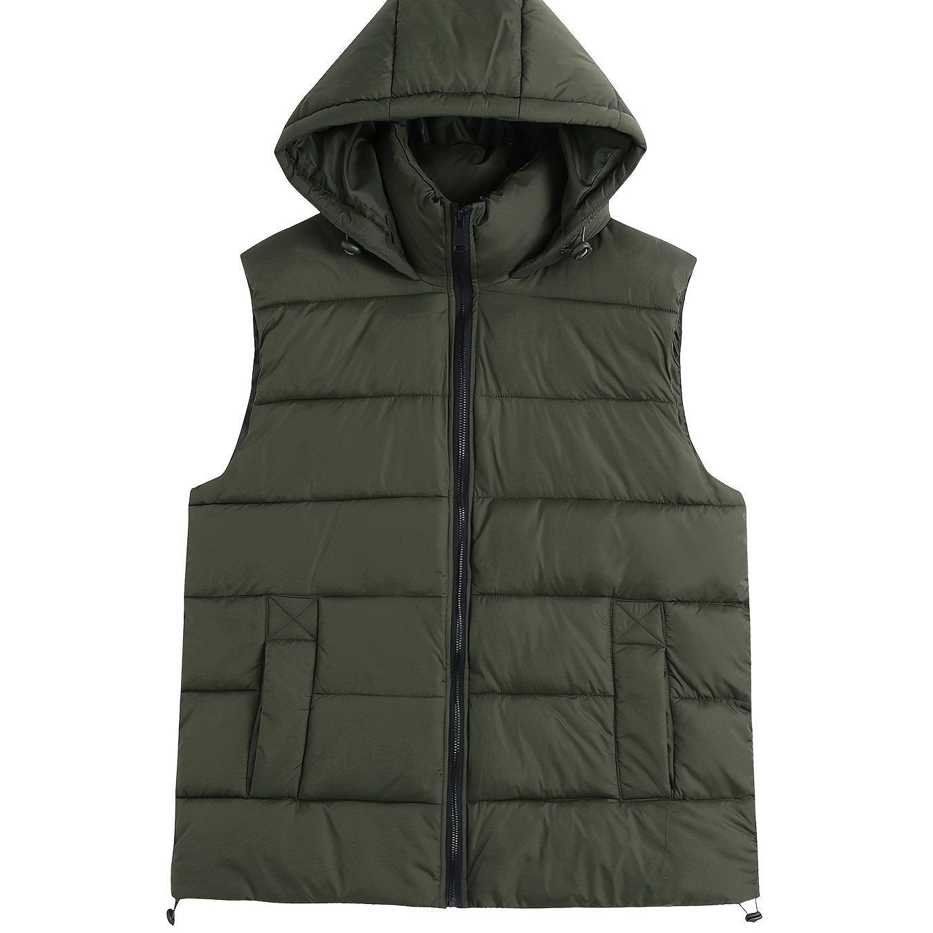Solid Hooded Padded Vest Women's Winter Clothing