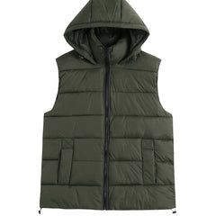 Solid Hooded Padded Vest Women's Winter Clothing