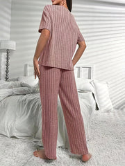 Short Sleeve Crew Neck Lounge Set Top & Pants