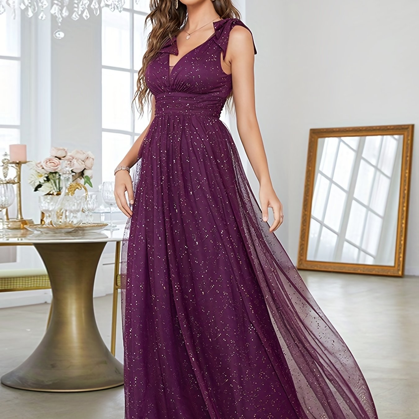 Ruched Waist Bow Strap Bridesmaid Dress Dress For Wedding Party