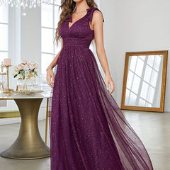 Ruched Waist Bow Strap Bridesmaid Dress Dress For Wedding Party