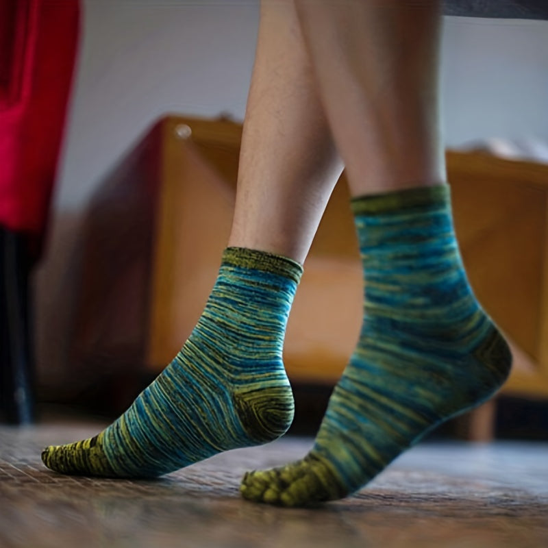 Men's 5-Toe Mid-Calf Socks, Sweat-Absorbing, Thickened, Outdoor Leisure