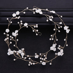 Faux Pearl & Flower Bridal Hair Vine