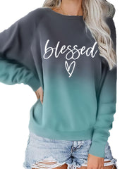Letter Graphic Tie Dye Sweatshirt Crew Neck Pullover Tops