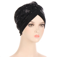 Sequin Bandana Hat Turban Cap Hair Bonnet Head Scarf For Women