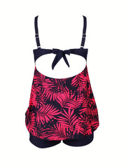 Solid Ruched Front Tankini Set