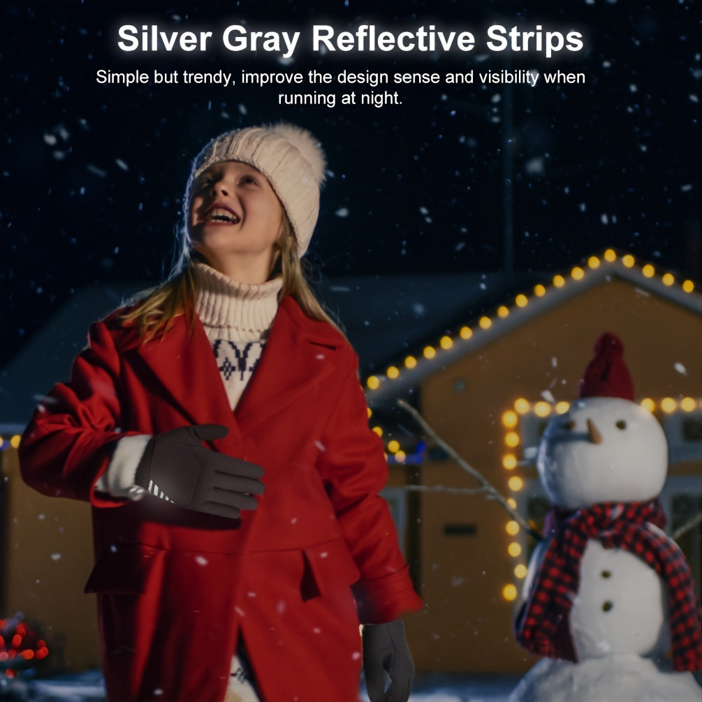 Kids Reflective Touch Screen Winter Gloves for Ages 6-12
