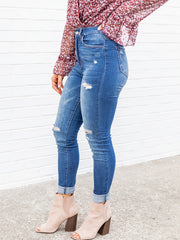 High Rise Skinny Jeans with Ripped Detail