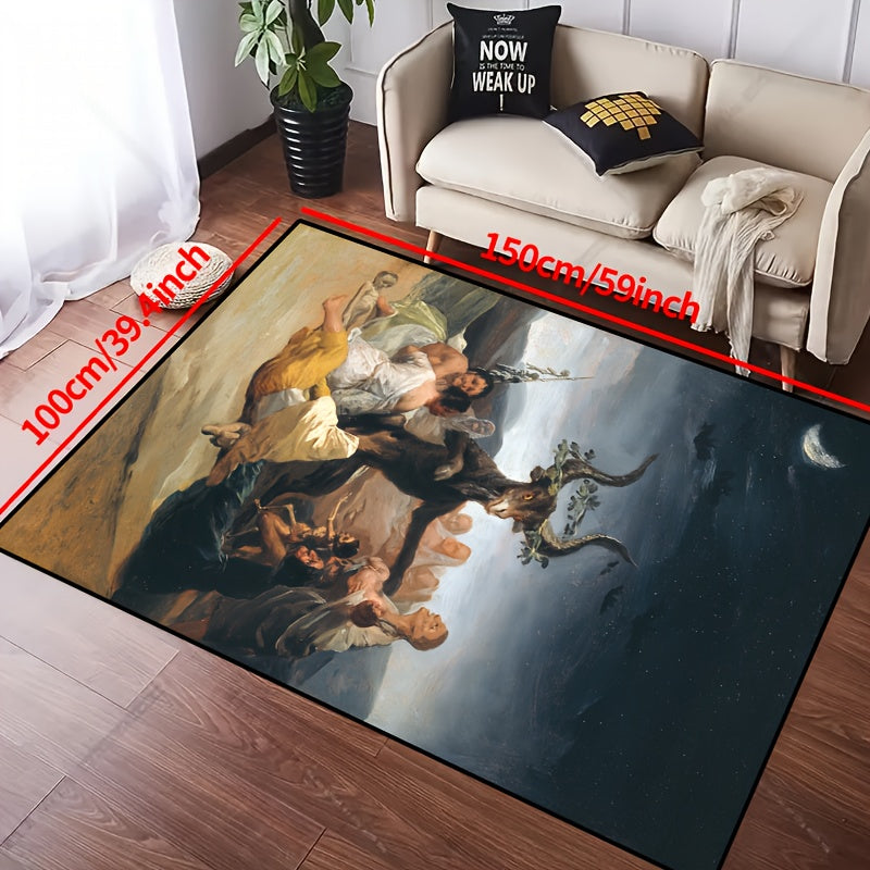 Bull God Motif Rug for Living Room Bedroom Nursery Outdoor Patio
