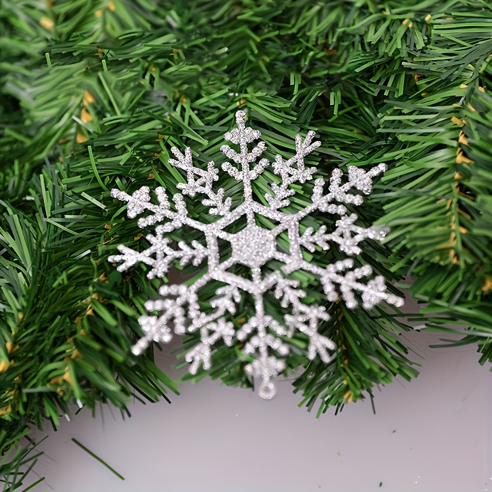 12pcs Glitter Snowflake Ornaments for Christmas Tree