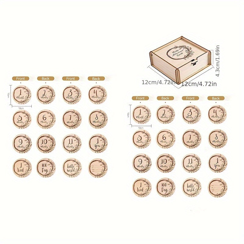 Wooden Flower Vine Milestone Birth Sign Growth Record Book
