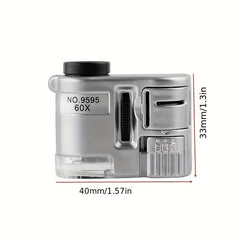 60X Portable Mini Microscope LED UV Light Banknote Jewelry Antique ID