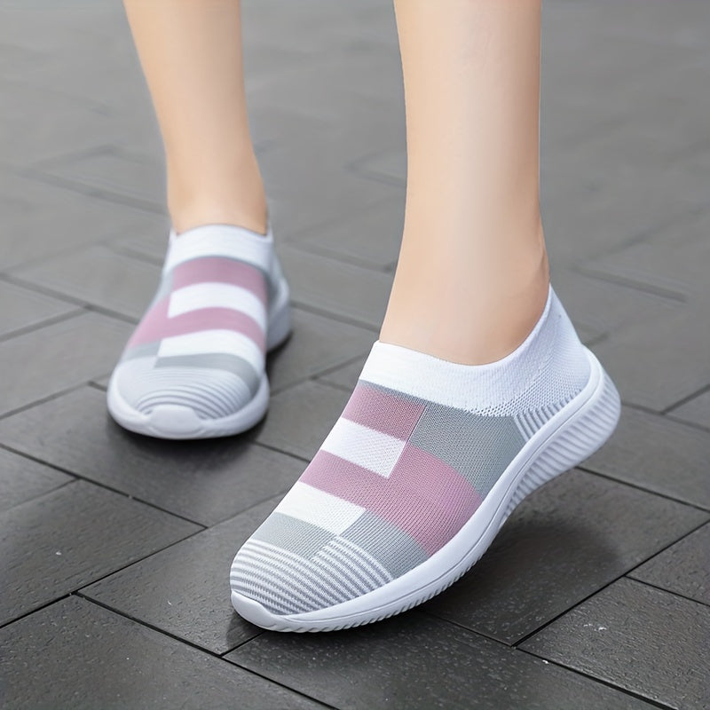 Women's Lightweight Knitted Flats Shoes Breathable Sports Shoes