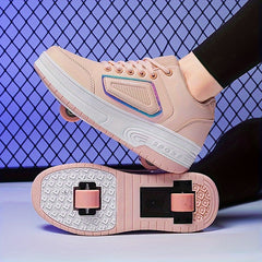 Girl's Roller Shoes Lace Up Comfy Skate Sneakers For Kids Teen