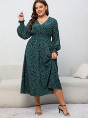 Dalmatian Print Flounce-Sleeve Maxi Dress