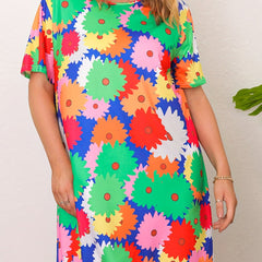 Lounge Dress Women's Plus Allover Floral Print Tee Sleep Dress