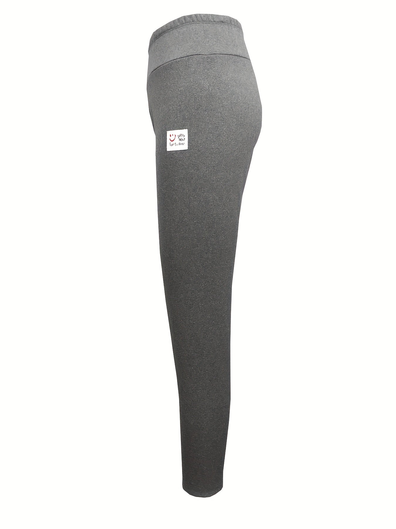 Winter Fleece-Lined Sports Leggings with Face Patch