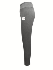 Winter Fleece-Lined Sports Leggings with Face Patch
