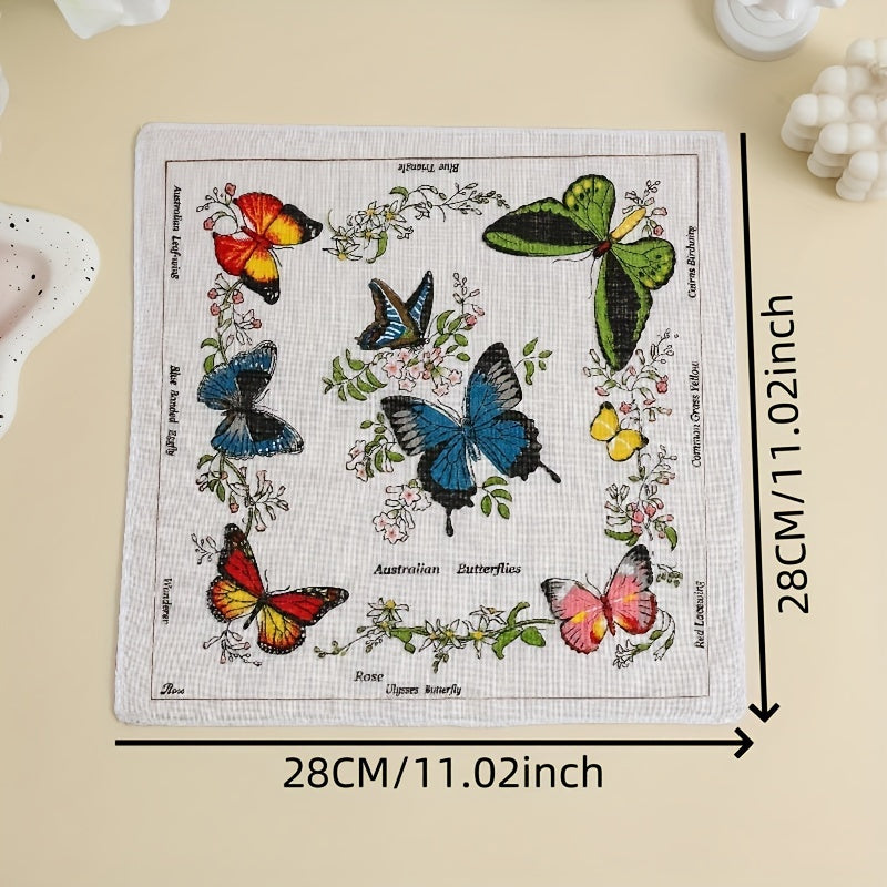Set of 10 Handkerchiefs for Women Featuring Cartoon Birds And Bows