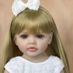 22 inch Young Girl Doll with Blonde Hair & Dress Realistic Long Hair