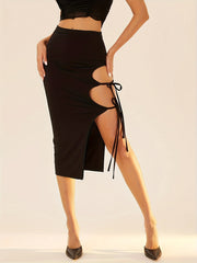 Split Bodycon Skirt High Waist Midi Women's Clothing