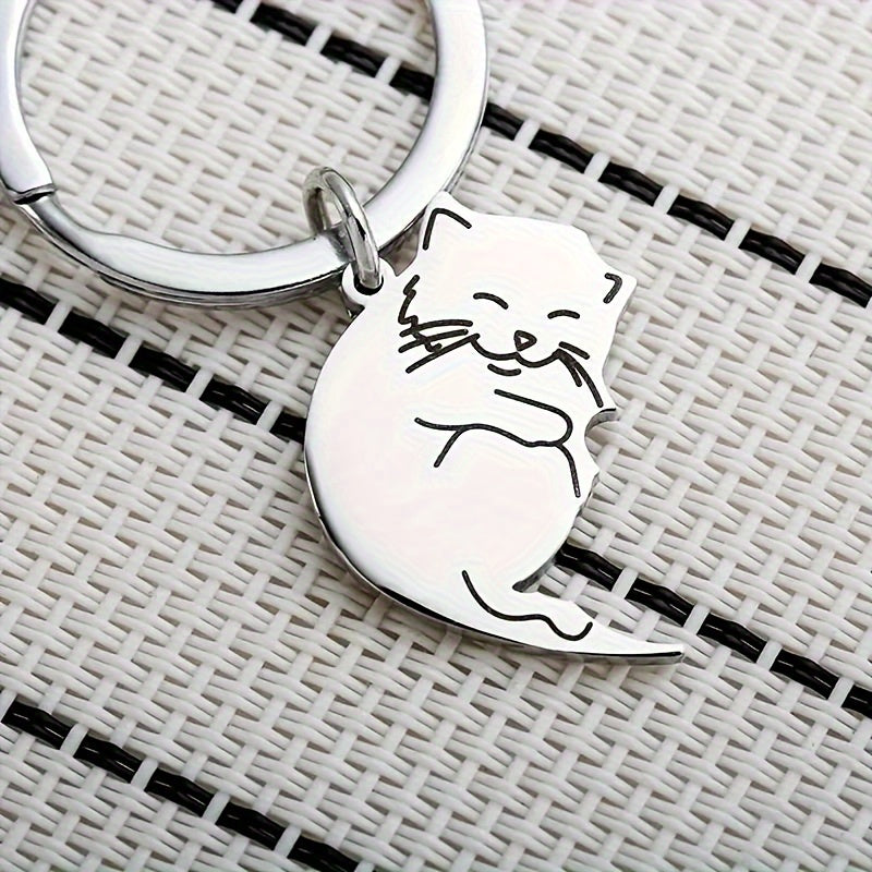 Cat Couple Keychain Pendant Decoration for Car Keys Backpacks Wallets