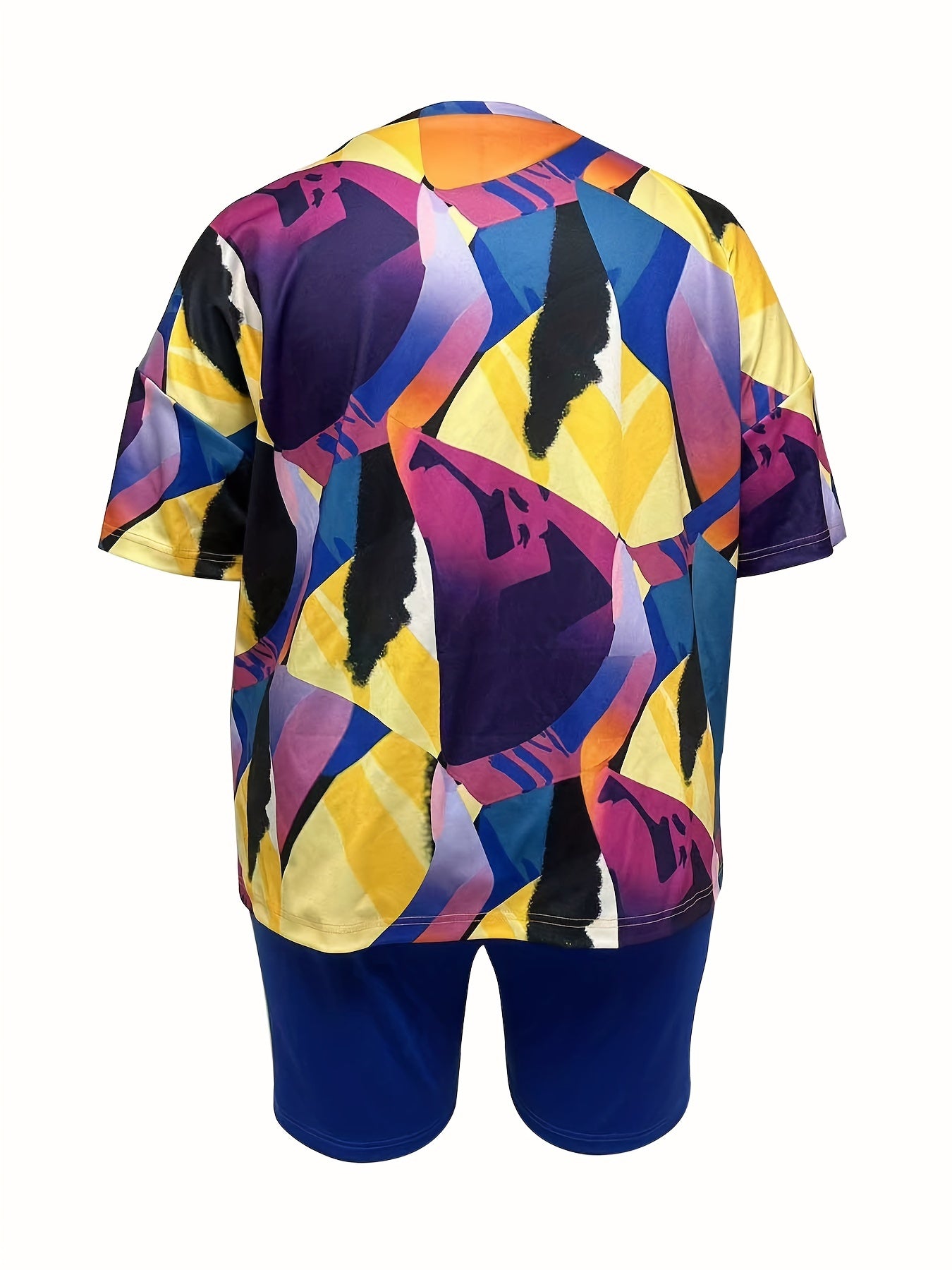 Printed Top & Shorts Set Women's 2 Piece Casual Outfits