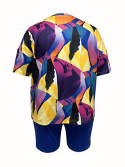 Printed Top & Shorts Set Women's 2 Piece Casual Outfits