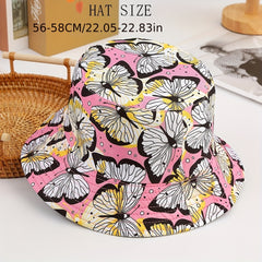 Children's Butterfly Print Sunshade Bucket Hat for Outdoor Travel