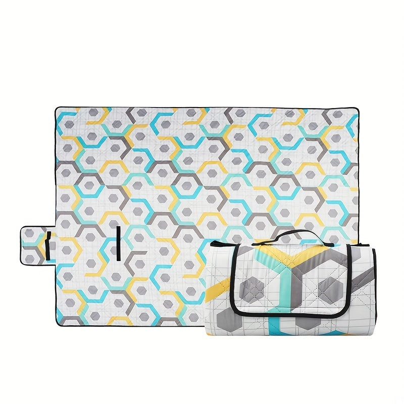 Portable Beach Blanket 3 Layers Sandproof Waterproof Mat Outdoor Geometry