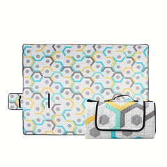 Portable Beach Blanket 3 Layers Sandproof Waterproof Mat Outdoor Geometry