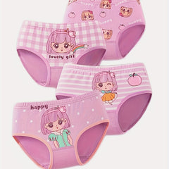 4pcs Kid's Cotton Comfy Panties Girl's Cartoon Princess Underwear Briefs