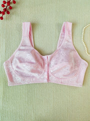 Floral Jacquard Button Front Soft Lace Bra