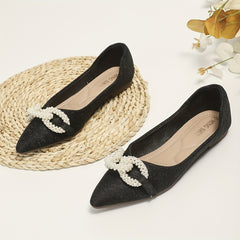 Faux Pearl Flat Shoes Slip On Soft Sole Casual Comfy Walking Shoes