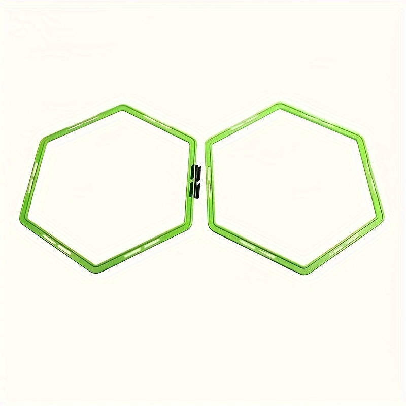 Set of 10 Fluorescent Green Hexagon Agility Rings for Outdoor Sports Training