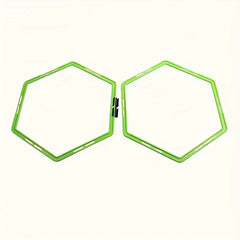Set of 10 Fluorescent Green Hexagon Agility Rings for Outdoor Sports Training