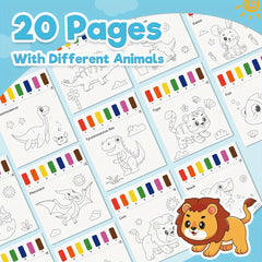 ZMLM Mess Watercolor Painting Book for Toddlers - Dinosaur & Lion Designs