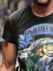 Fish 3D Print Men's Short Sleeve T-shirt Graphic Tee Summer Clothes