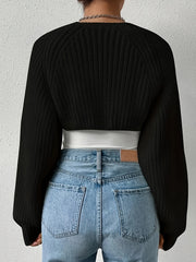 Casual Long Sleeve Open Front Crop Cardigan