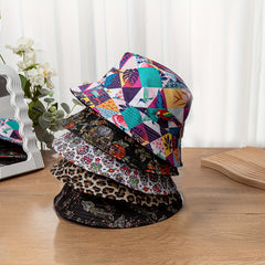 Vintage Print Bucket Hat Casual Sunscreen Basin Hat Hip Hop