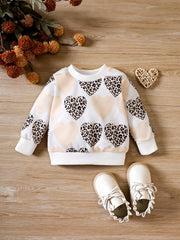 Toddler Baby Girl Leopard Love Printed Sweatshirt Long Sleeve Pullover