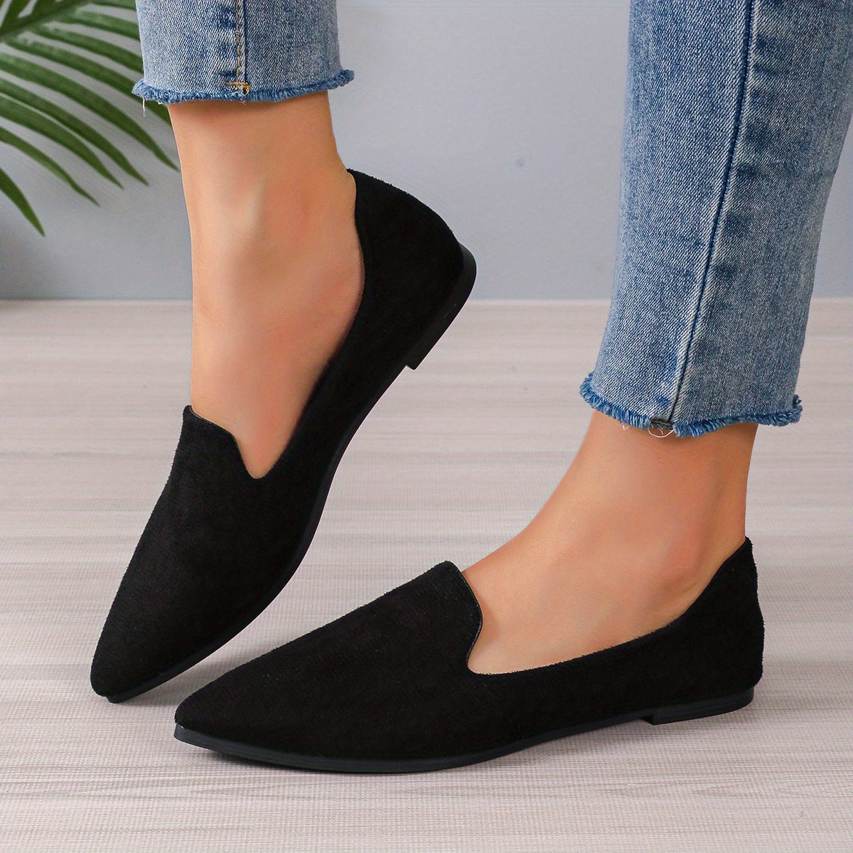 Leopard Print Slip-On Point Toe Non-Slip Shoes