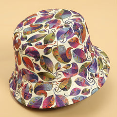 Graffiti Antique Leaf Print Windproof Bucket Hat