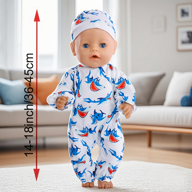 Turtle Shark Doll Clothes Set for 14-18 Inch Newborn and 36" Baby Dolls